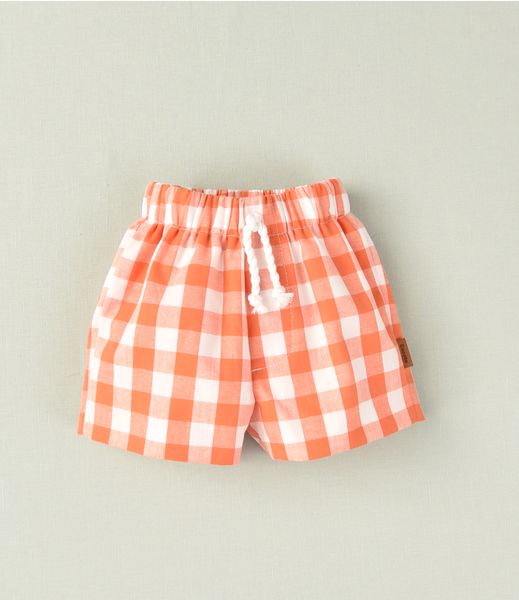 Cocote Baby & Kids Short Sleeves Shirt and Orange Checkered Shorts