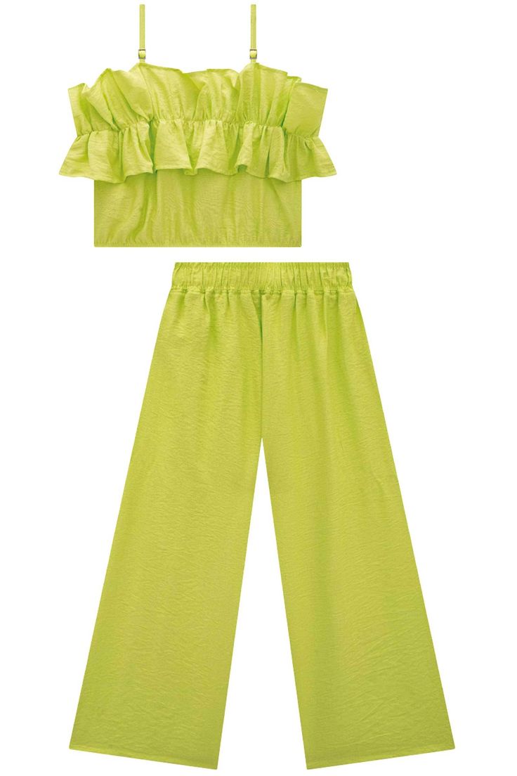 Infanti Conjunto de blusa con tirantes y pantalón largo