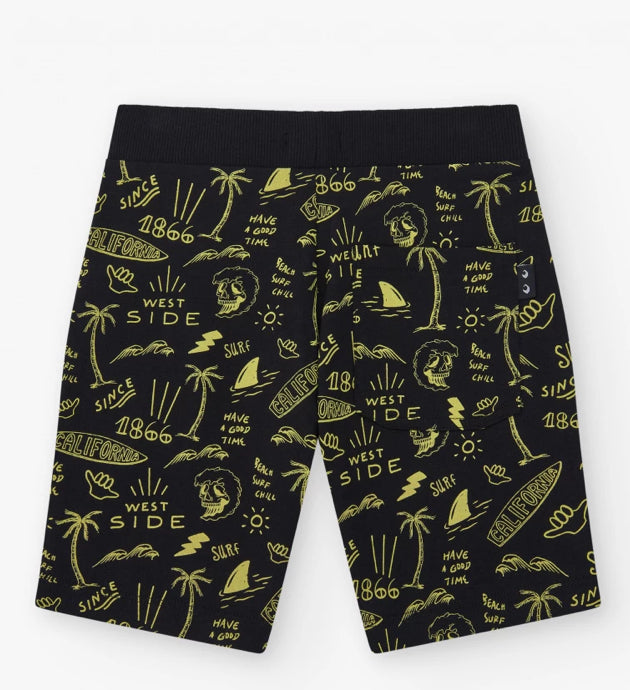 TucTuc NK Bermudas para niño en negro con cintura elástica y estampado