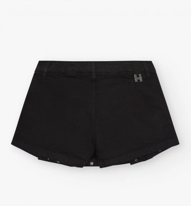 TucTuc NK The Summer Diary Conjunto Camiseta para niña en negro de manga corta y detalles brillantes Falda-Pantalón en negro con detalles metálicos