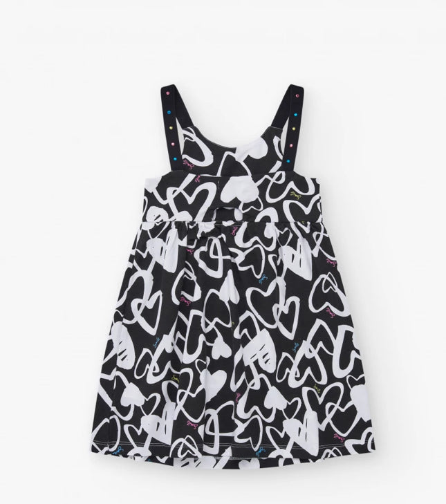 TucTuc NK The Summer Diary Vestido para niña en negro con tirantes ajustables y apliques