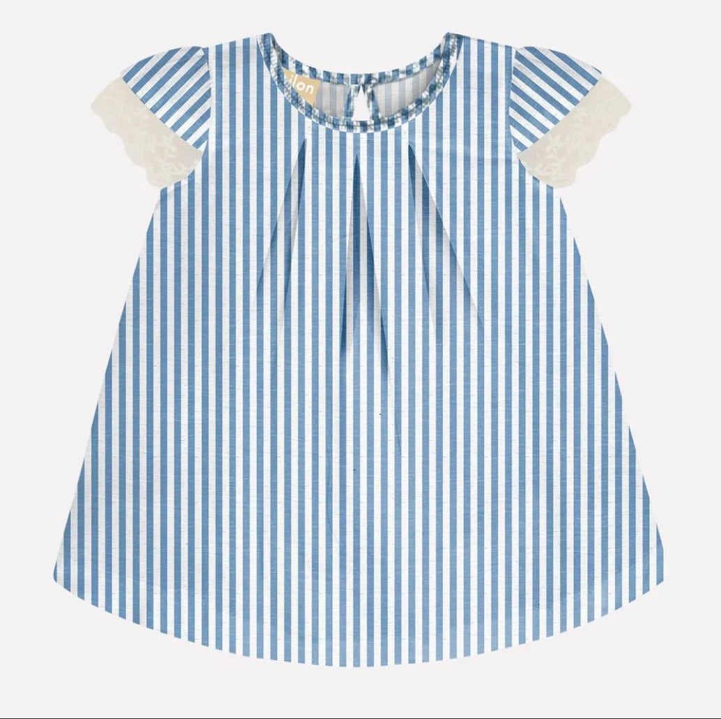 Milon Vestido Infantil De Rayas Con Braguita Azul / Vestido Infantil De Rayas Con Braguita Crema Ref. 2000323-6865 Azul, Ref. 2000323-8553 Crema