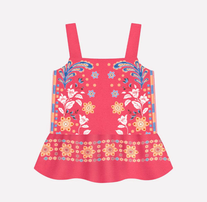Nanai Conjunto Blusa Y Palazzo Estampado Flores Blanco Ref.6000105-0452 / Coral Ref.6000105-40106