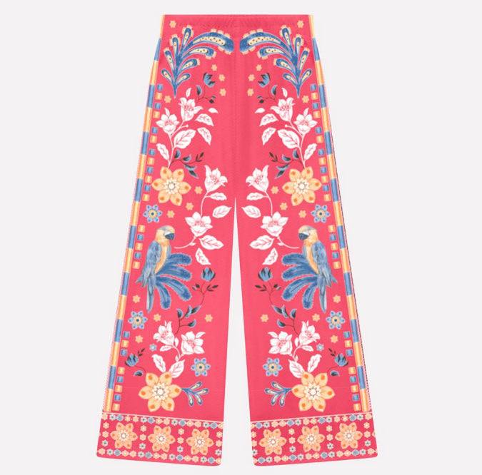 Nanai Conjunto Blusa Y Palazzo Estampado Flores Blanco Ref.6000105-0452 / Coral Ref.6000105-40106