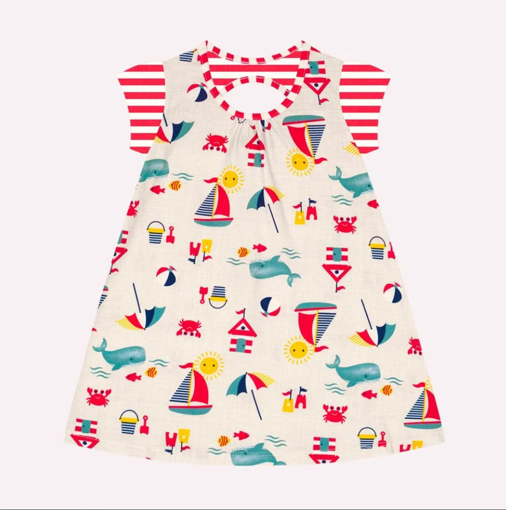 Kyly Vestido Femenino Crema  Estampado Mar  Ref. 1000192-0452