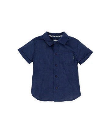 TUTTO PICCOLO CONJUNTO CAMISA LINO AZUL MARINO BERMUDA RAYAS AZUL MARINO