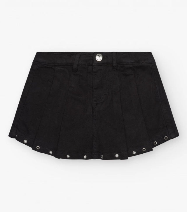 TucTuc NK The Summer Diary Conjunto Camiseta para niña en negro de manga corta y detalles brillantes Falda-Pantalón en negro con detalles metálicos