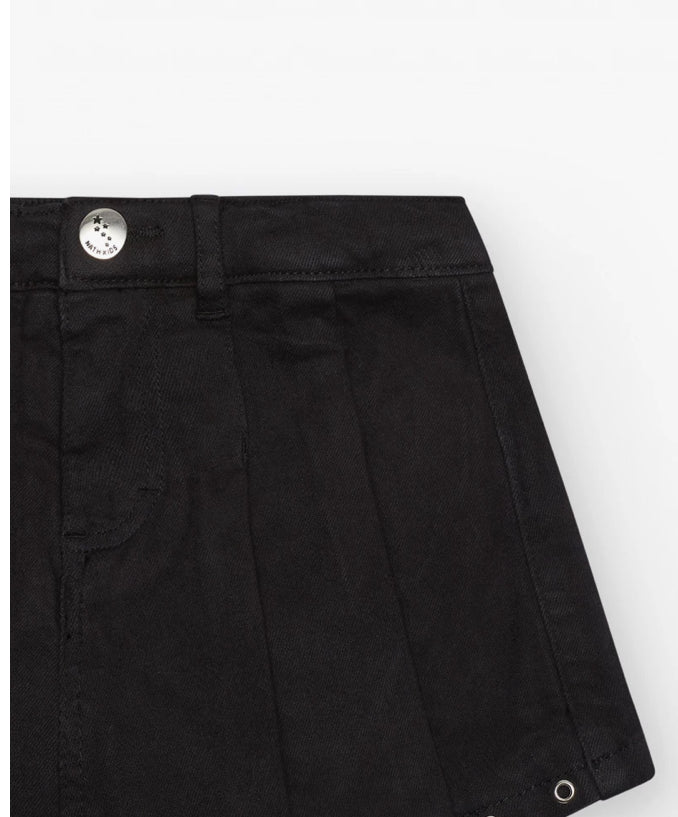 TucTuc NK The Summer Diary Conjunto Camiseta para niña en negro de manga corta y detalles brillantes Falda-Pantalón en negro con detalles metálicos