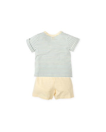 TUTTO PICCOLO CONJUNTO CAMISETA Y BERMUDA PUNTO RAYAS INDIGO