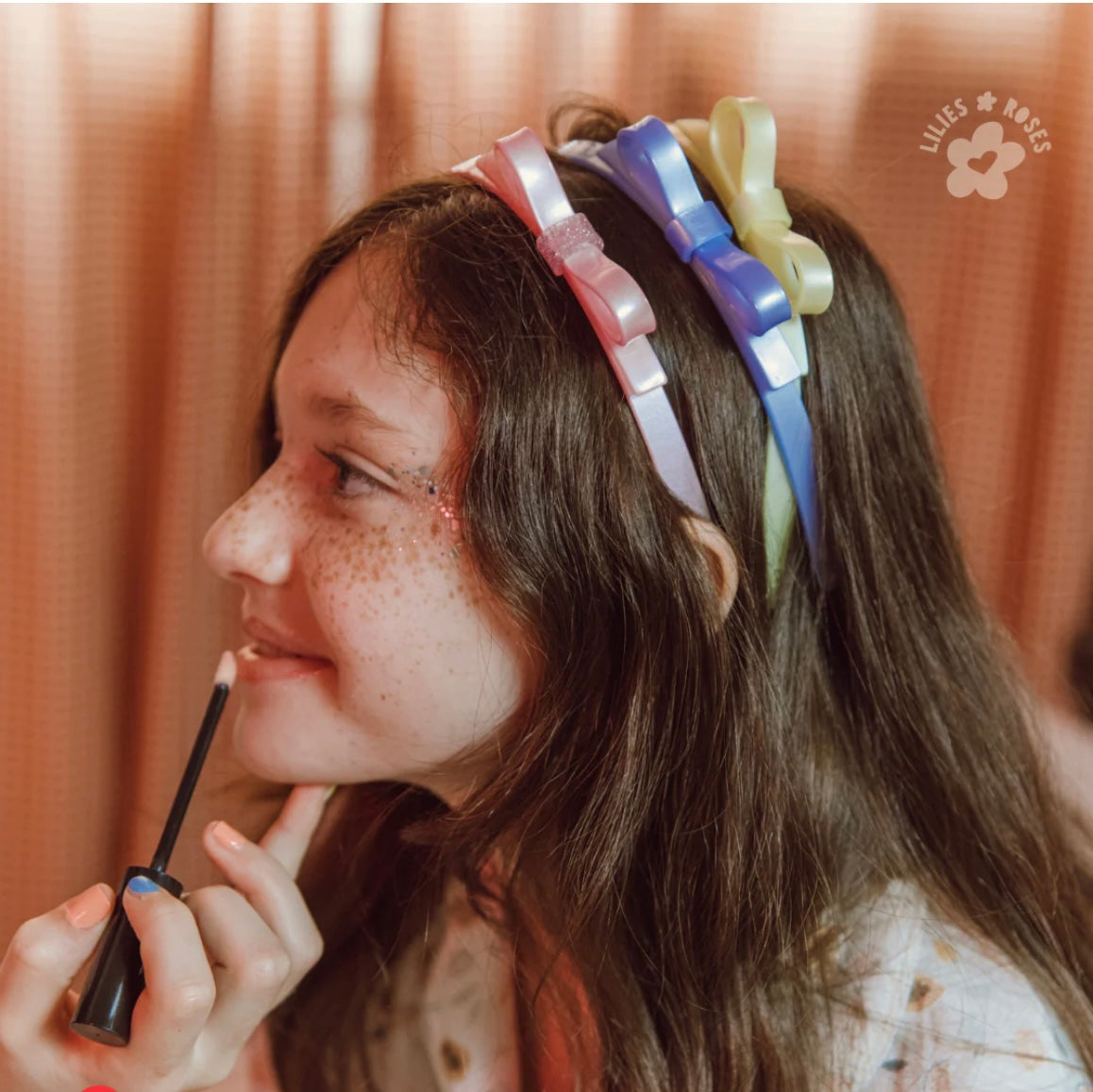 Lilies & Roses Bow Satin Pink Headband