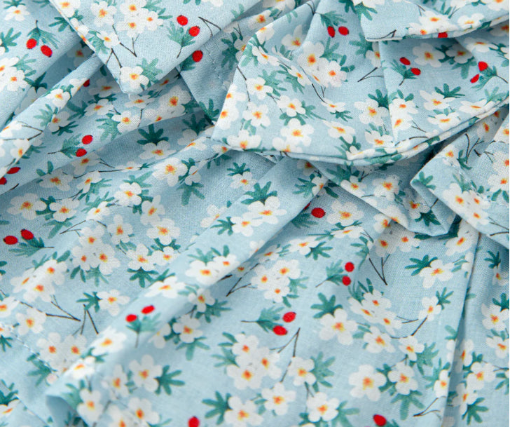 Tutto Piccolo Vestido Voile Flores Aguamarina