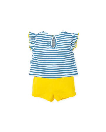 TUTTO PICCOLO CONJUNTO CAMISETA Y SHORT PUNTO RAYAS AZUL ATLÁNTICO