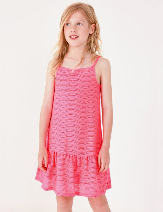 TucTuc NK Honolulu Vestido para niña en rosa con tirantes y volante