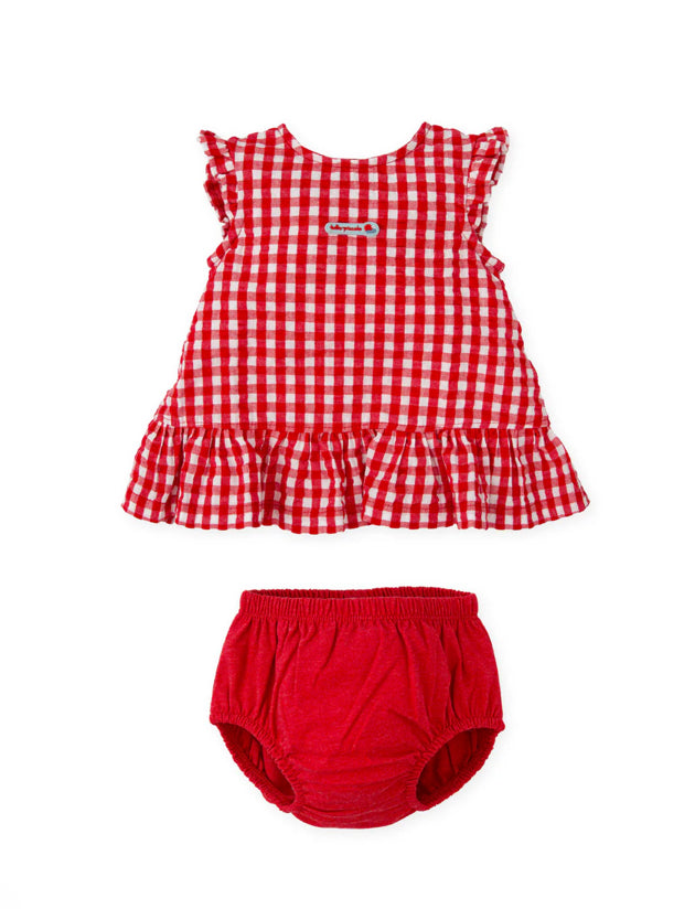 Tutto Piccolo Vestido Con Braguita Vichy Rojo Bebé