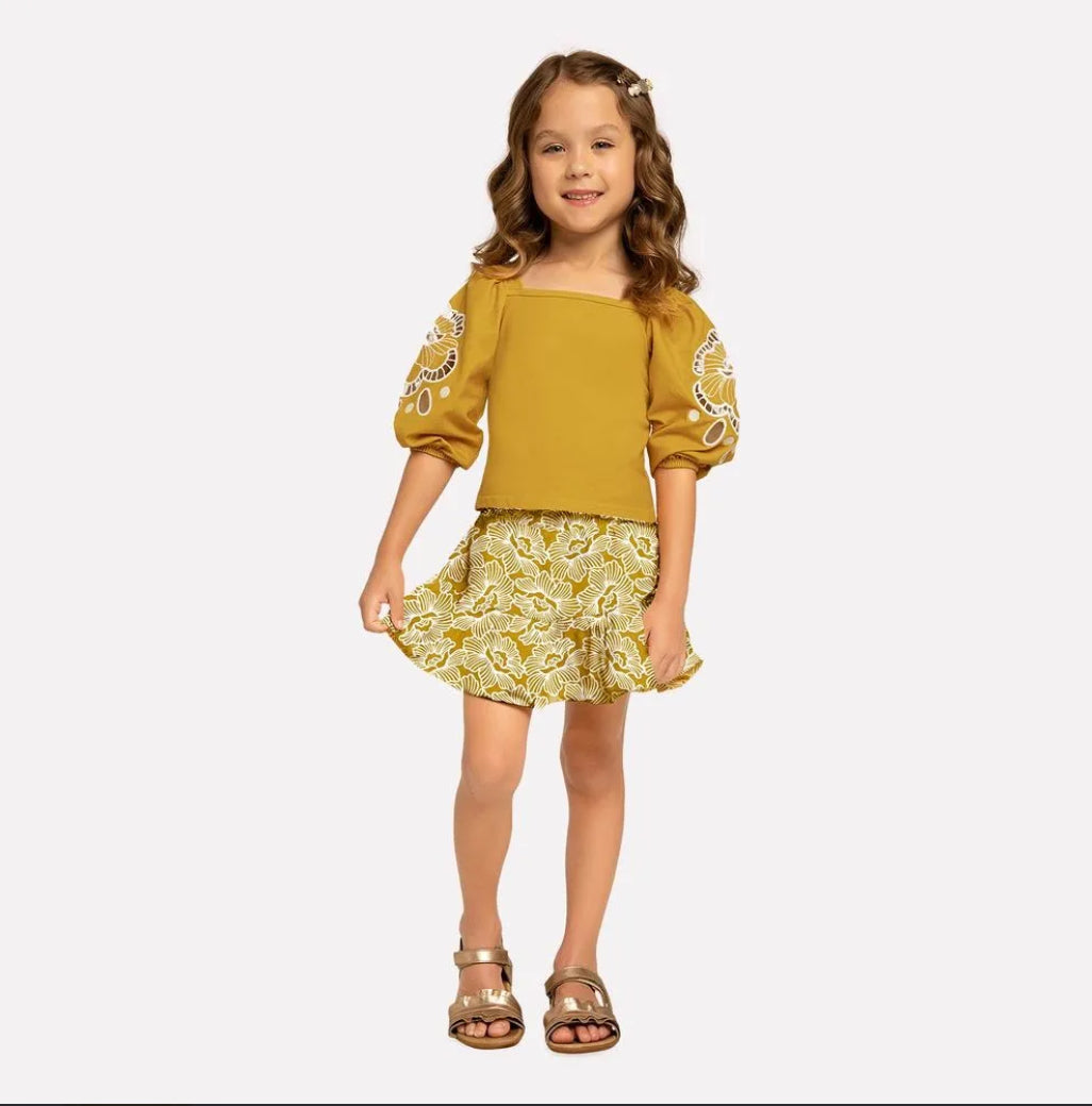 Milon Conjunto Cropped Top Y Falda Mostaza Ref.2000413-20025