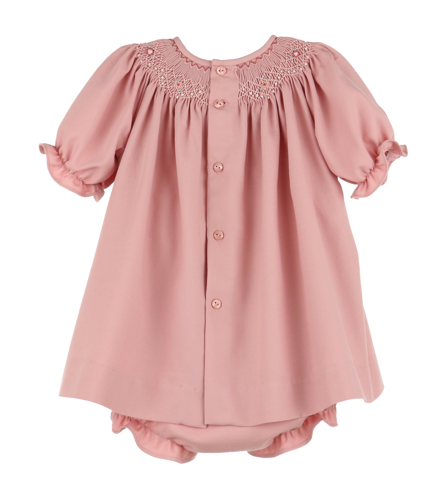 Luli & Me Rose Cranberry Smock Bishop Dress