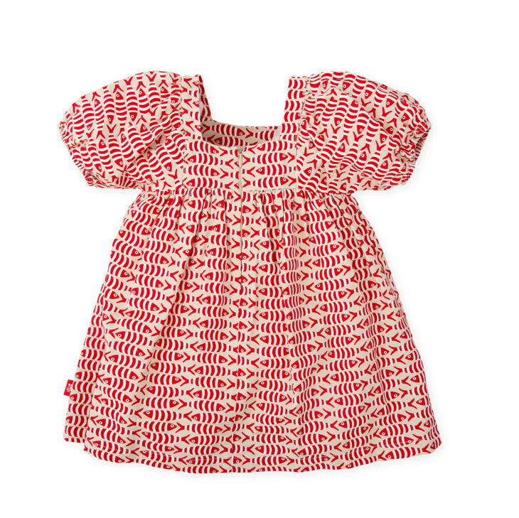 Tutto Piccolo Vestido Estampado Peces Rojo