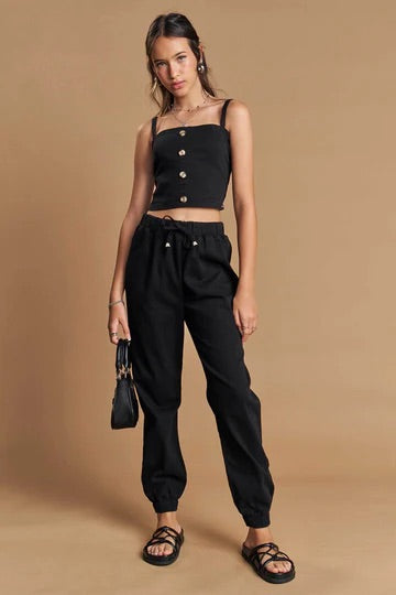 Lilimoon Conjunto Cropped Top And Jogger Beige