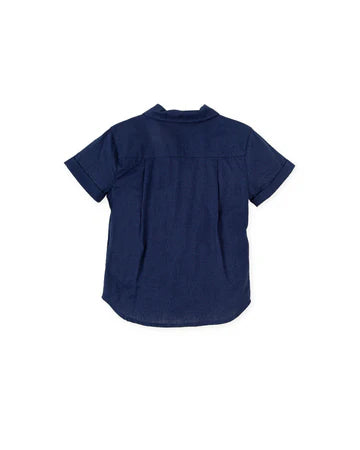 TUTTO PICCOLO CONJUNTO CAMISA LINO AZUL MARINO BERMUDA RAYAS AZUL MARINO
