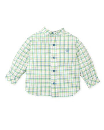 TUTTO PICCOLO CONJUNTO CAMISA CUADROS AGUAMARINA BERMUDA AZUL ATLÁNTICO