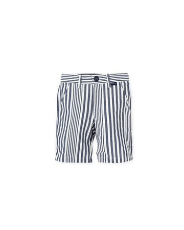 TUTTO PICCOLO CONJUNTO CAMISA LINO AZUL MARINO BERMUDA RAYAS AZUL MARINO