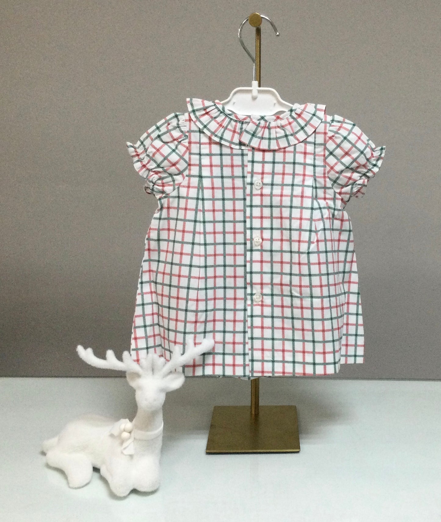 Jilgueritos Kids Thin Tartan Smocked Bloomer Baby Dress