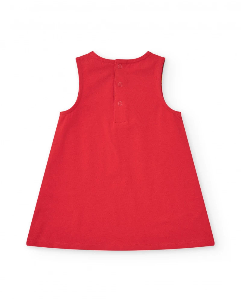 Tuc Tuc Vestido sin mangas para niña en rojo con estampado floral. Colección: Beach Squad