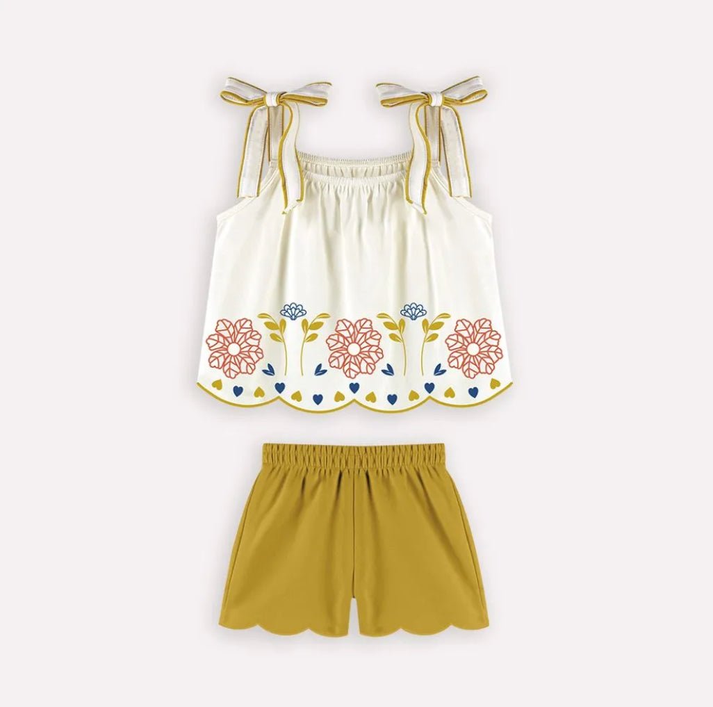 Nanai Set Cropped Top Y Short Diseño Relieve Mostaza Ref.6000160-0452