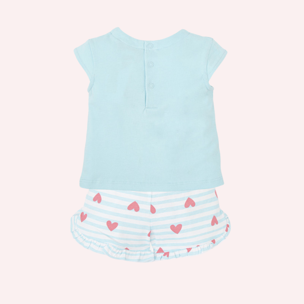 Agatha Ruiz De La Prada Aquamarine Tulips and Hearts Shorts 2 Piece Set