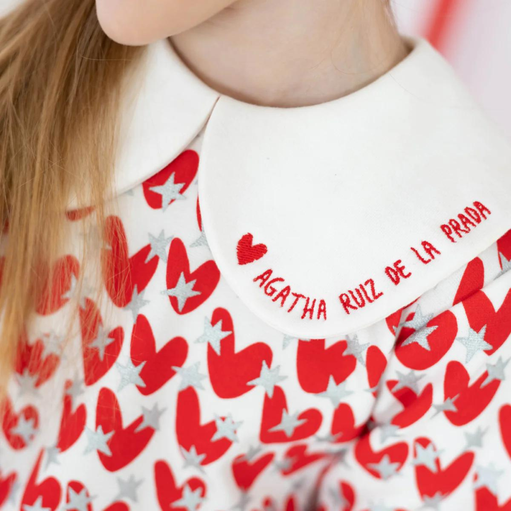 Agatha Ruiz De La Prada Red and Silver Hearts Shirt with Tulle Skirt and Leotards Set