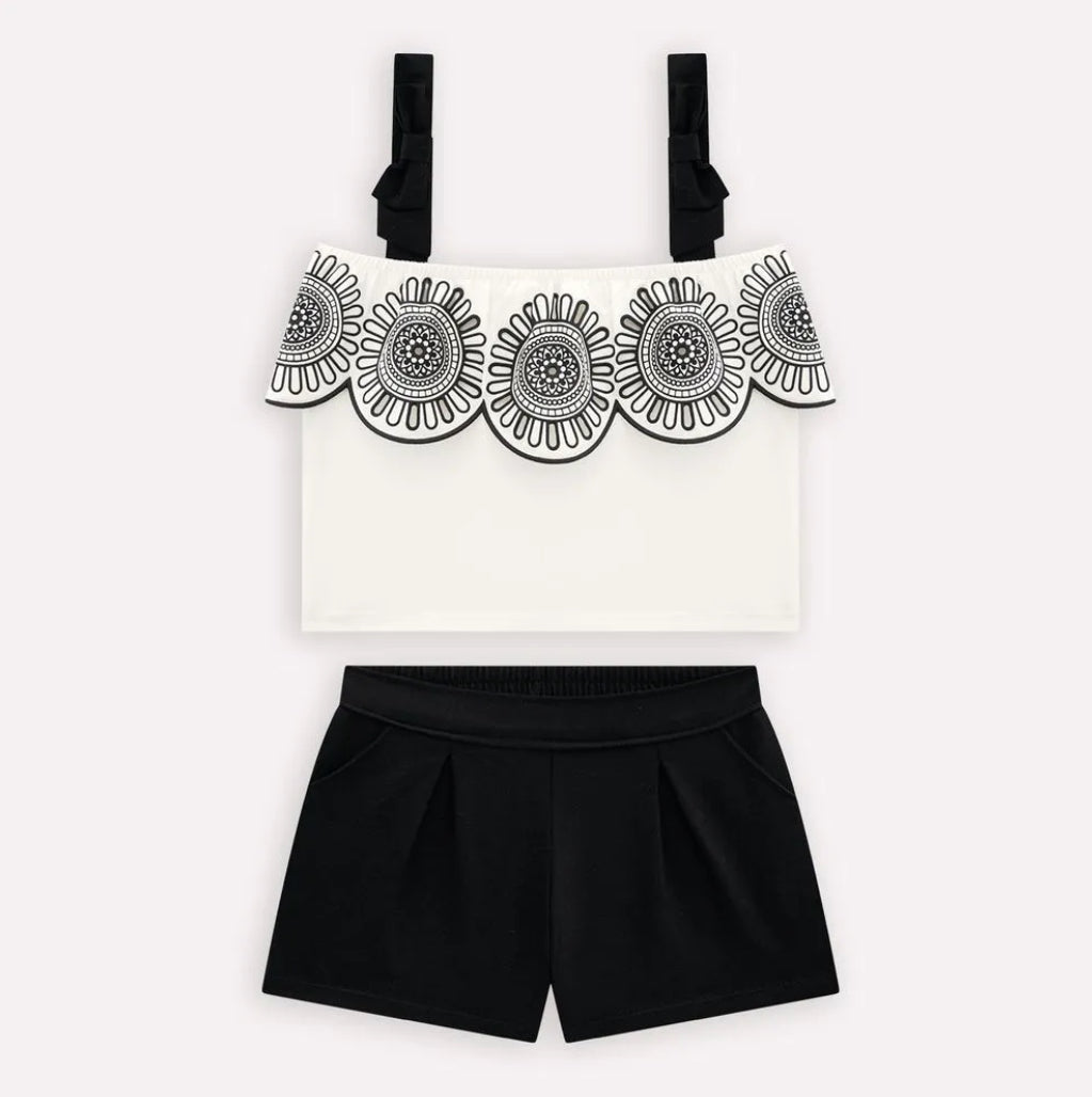 Milon Set Off Shoulder Bordado Negro Ref. 2000654-0452
