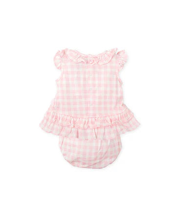 TUTTO PICCOLO VESTIDO CON BRAGUITA CUADROS ROSA BEBÉ