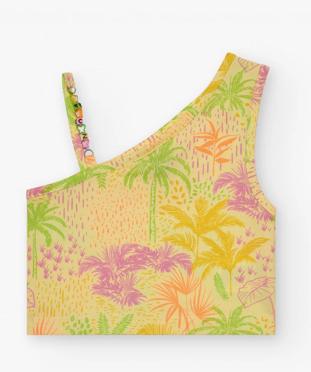 TucTuc NK Top Para Niñas En Amarillo Y Tirantes Con Cuentas De Colores