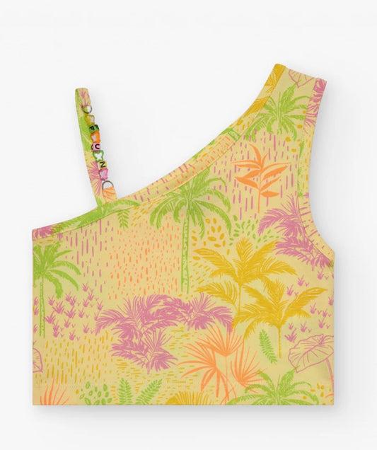 TucTuc NK Top Para Niñas En Amarillo Y Tirantes Con Cuentas De Colores