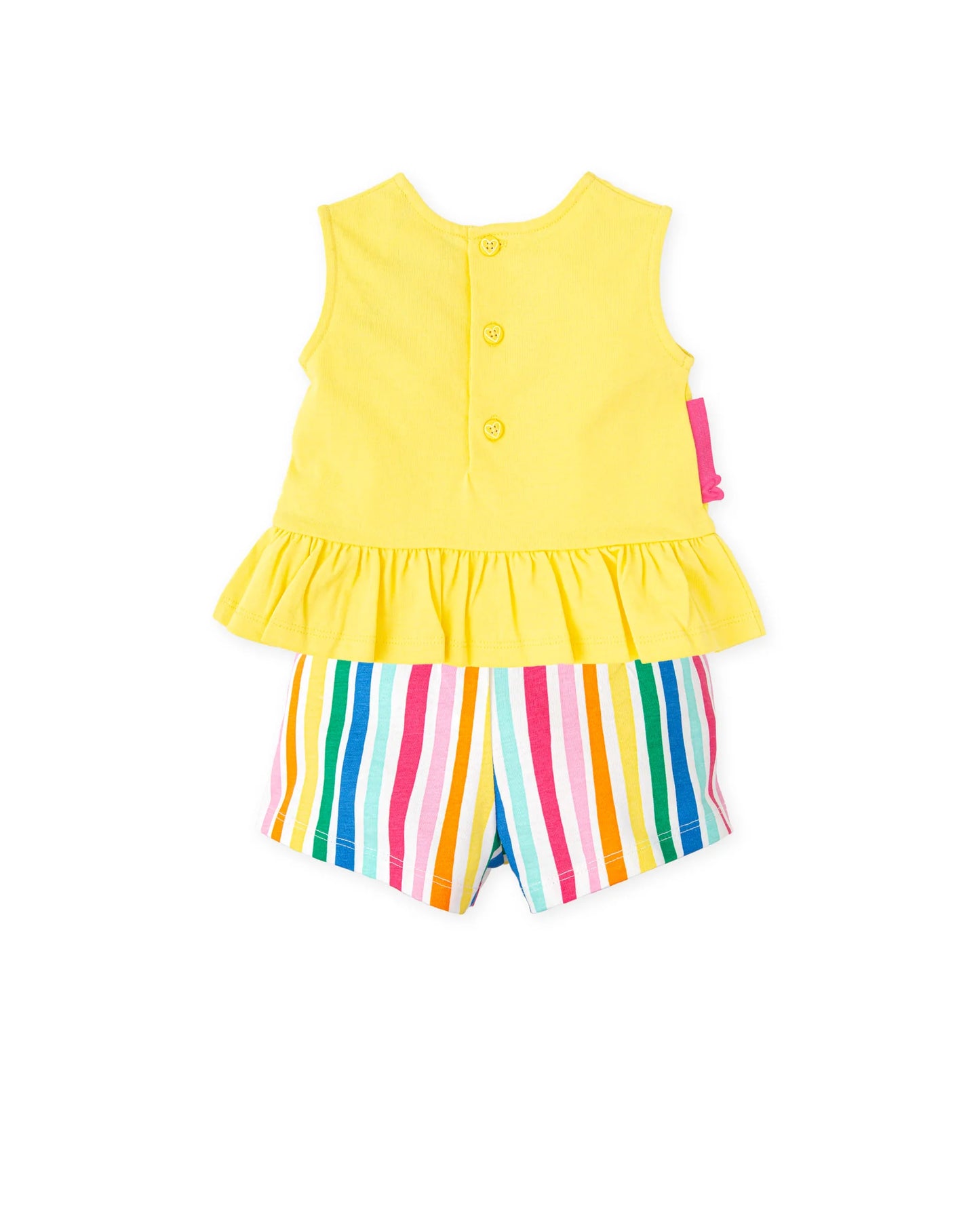AGATHA RUIZ DE LA PRADA BABY CAMISETA Y PANTALÓN SHORT ESTAMPADO RAYAS AMARILLO NIÑA