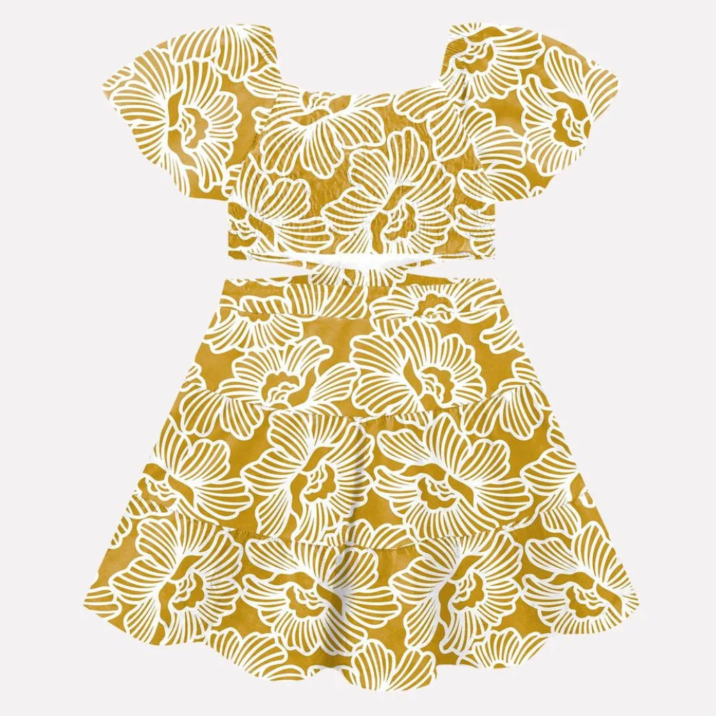 Milon Vestido Cut Out Print Flores Mostaza Ref.2000396-200025
