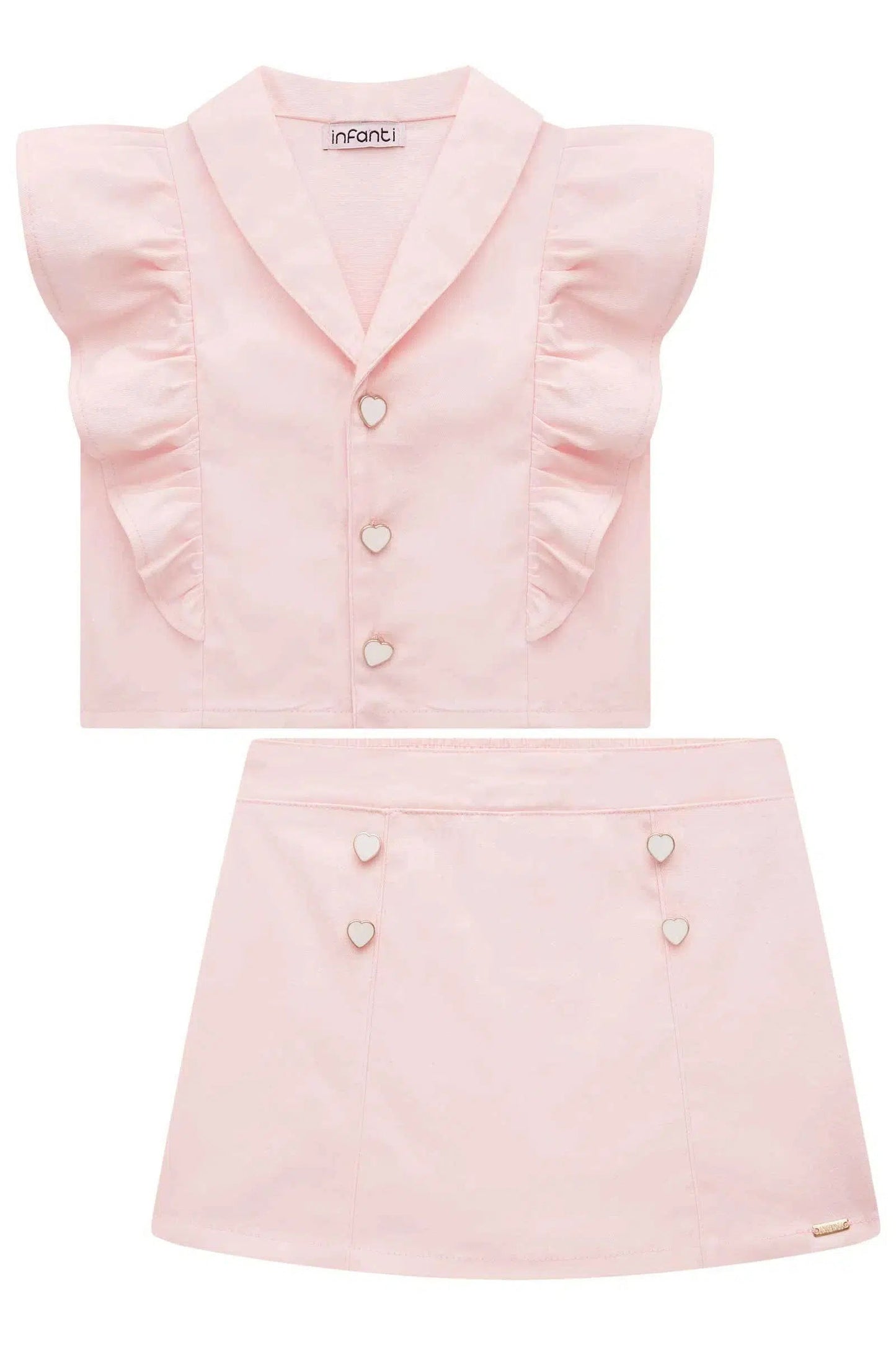 Infanti Conjunto blusa y falda pantalón rosado