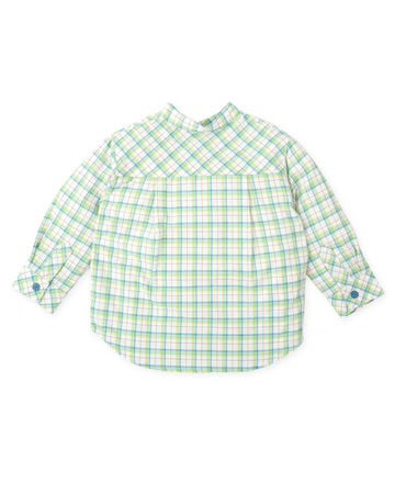 TUTTO PICCOLO CONJUNTO CAMISA CUADROS AGUAMARINA BERMUDA AZUL ATLÁNTICO