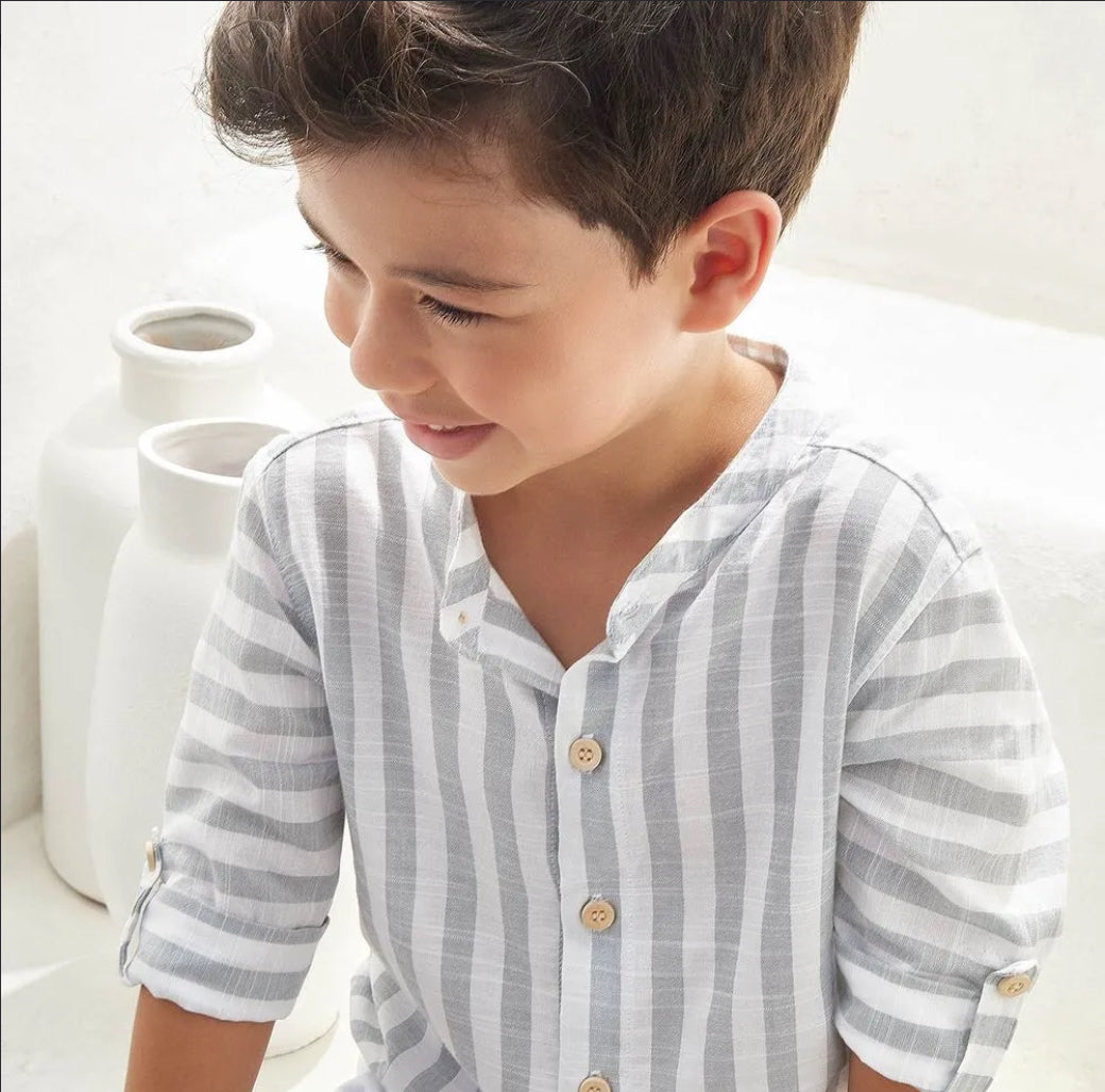 Milon Conjunto Camisa Rayas Gris Y Pantalón Bermuda Ref.2000446-0492