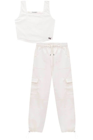 Vic & Vicky Conjunto blusa crop y pantalón cargo