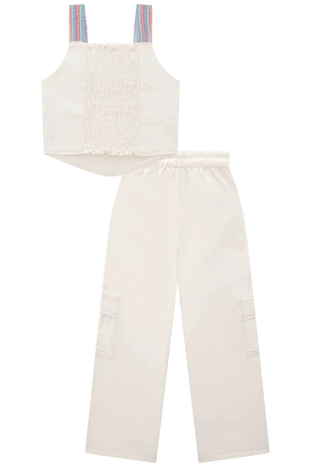 Kukiê Pita Twill Cropped Blouse And Cargo Pants Set