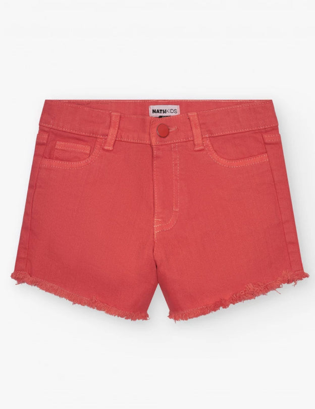 TucTuc NK Beyond The Beach Camiseta manga corta para niña en blanco y estampado floral Short para niña en denim coral y bolsillos laterales