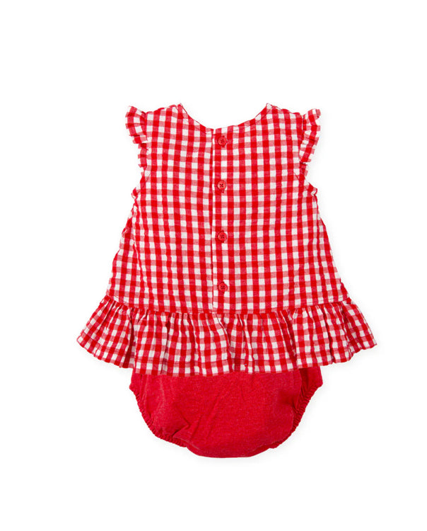 Tutto Piccolo Vestido Con Braguita Vichy Rojo Bebé