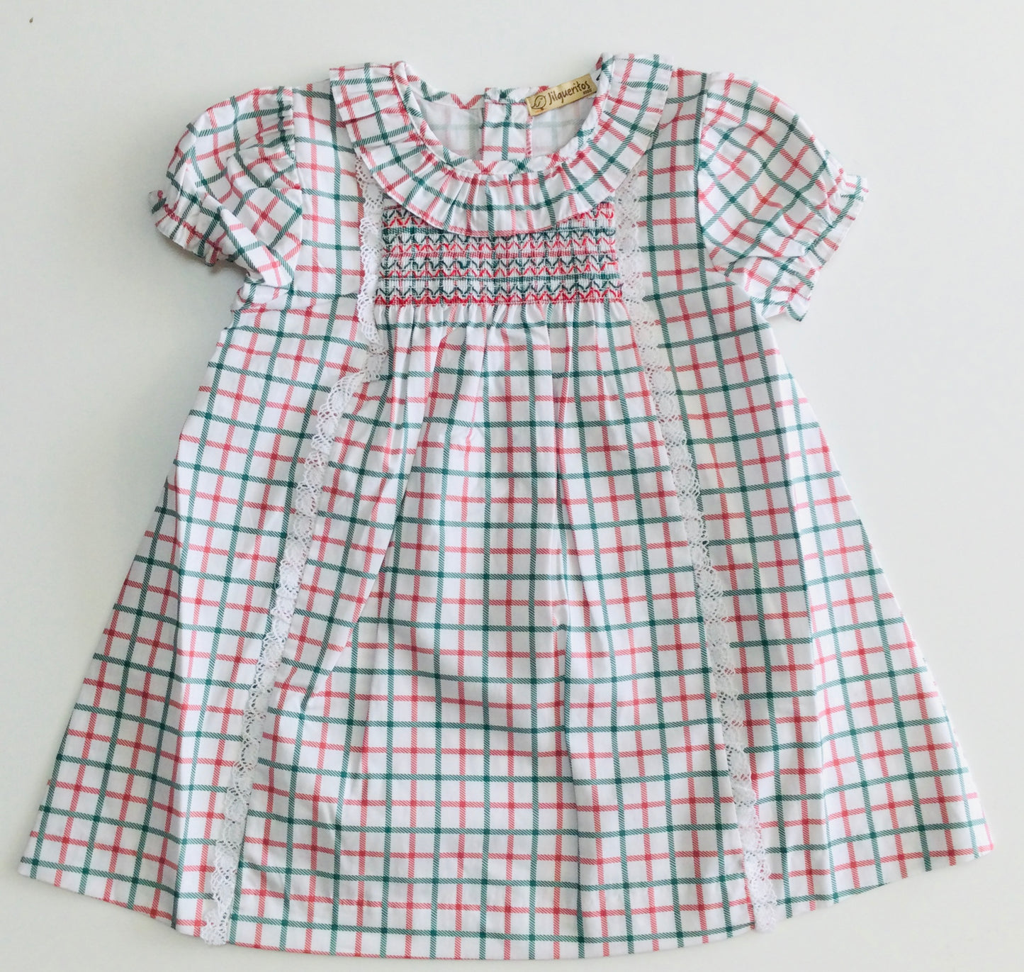 Jilgueritos Kids Thin Tartan Smocked Bloomer Baby Dress