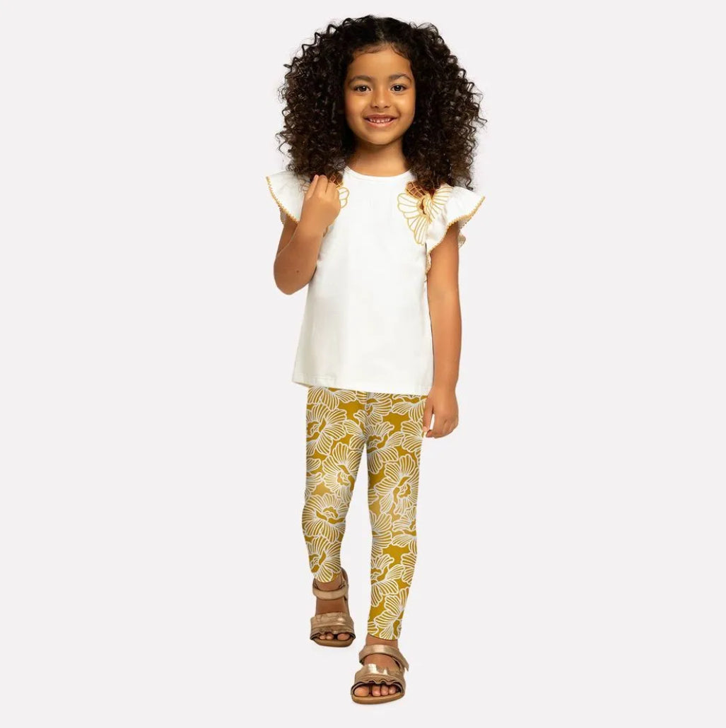 Milon Conjunto Blusa Y Legging Bordado Mostaza Ref.2000408-0452