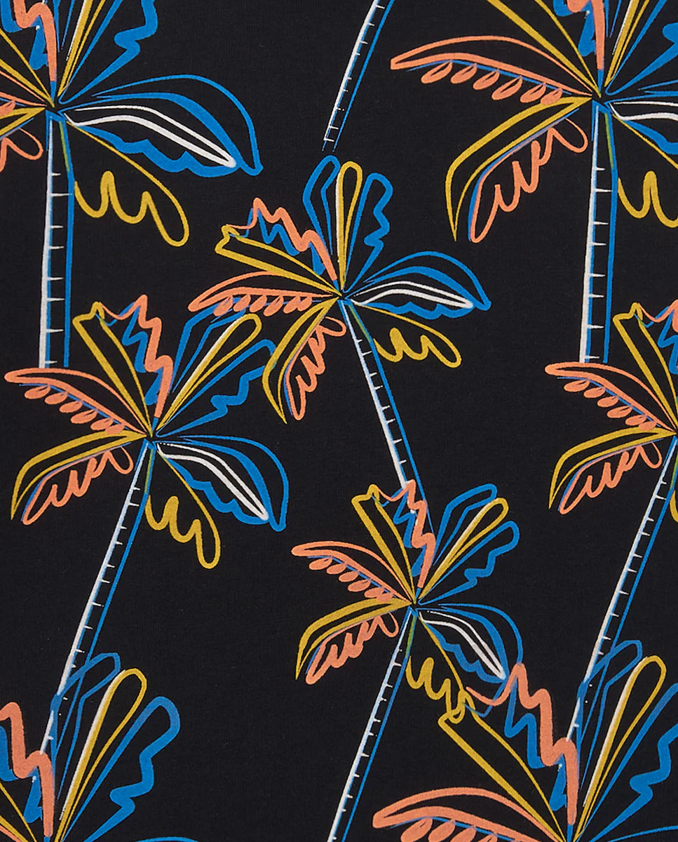 TUC TUC Conjunto Camiseta para niño en negro con estampado tropical Bermuda en negro con bolsillo lateral y cordón de ajuste