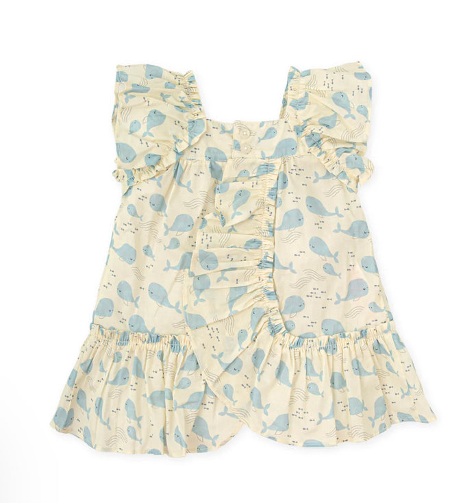 Tutto Piccolo Vestido Estampado Ballena Amarillo