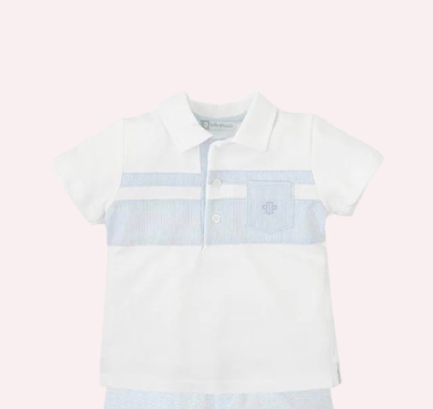 Tutto Piccolo White-Sky Blue Polo