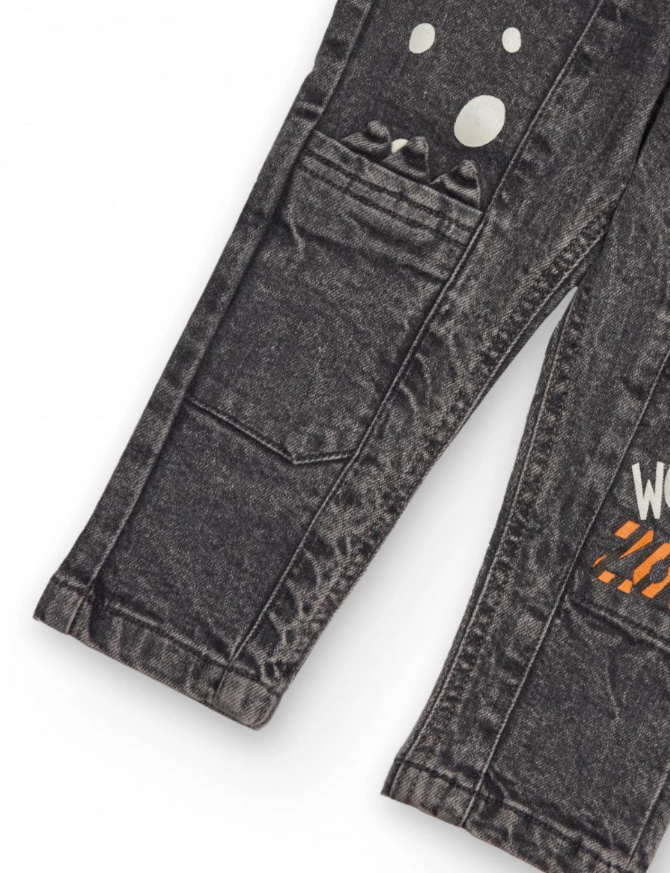 TucTuc Conjunto Niño Camiseta Manga Larga Estampados Señales Trafico Pantalón Gris Estampado Herramientas