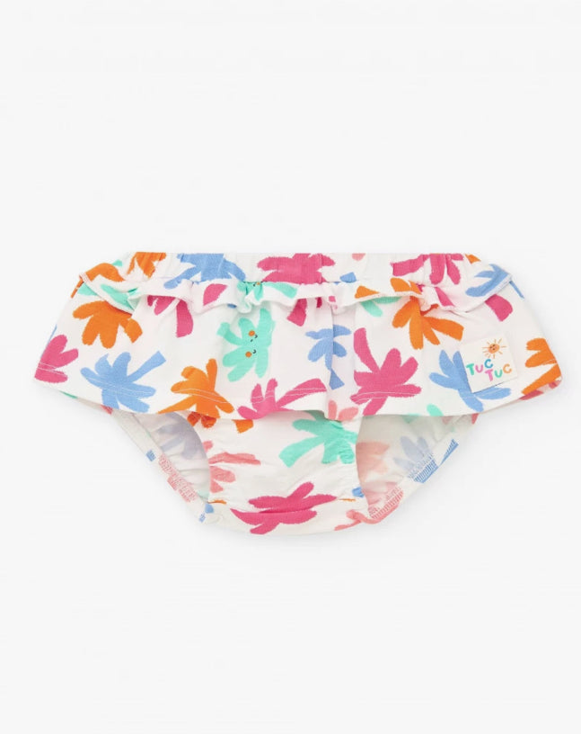 TucTuc Tropical Summer Conjunto Verde Para NiñaCon Camiseta De Elefante Y Braguita Blanca Con Hojas Tropicales